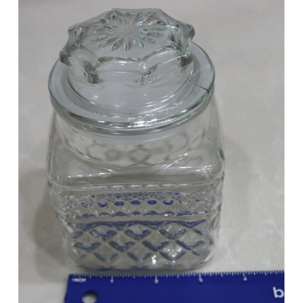 Anchor Hocking Wexford Small Glass Canister Jar with Lid Clear Vintage